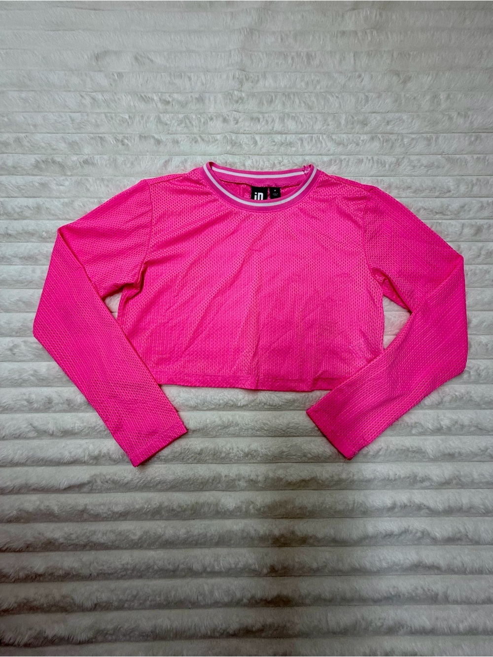 Ideology Bright Pink Mesh Crewneck Top